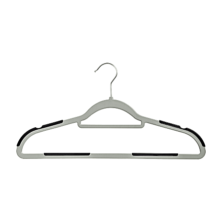 Honey-Can-Do Rubber Grip No-Slip Plastic Hangers, 9-1/2" x 17-3/4", Gray/Black, Pack Of 50 Hangers