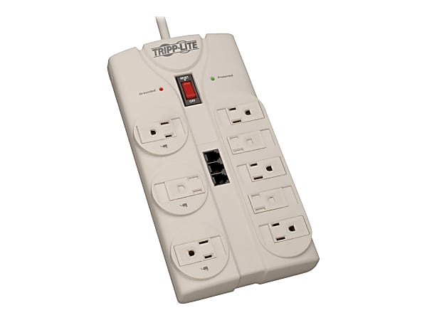 Tripp Lite Surge Protector Power Strip 120V 5-15R 8 Outlet RJ11 8' Cord 2160 Joule - Surge protector - 15 A - AC 120 V - output connectors: 8 - attractive gray