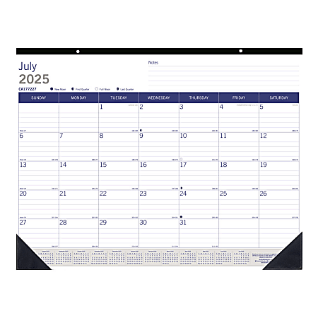 2025-2026 Blueline® DuraGlobe™ 13-Month Academic Bamboo Fiber Monthly Desk Pad Calendar, 22” x 17”, July 2025 To July 2026, CA177227