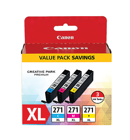 Canon® CLI-271XL Cyan; Magenta; Yellow High-Yield Ink Tanks, Pack Of 3, 0337C005