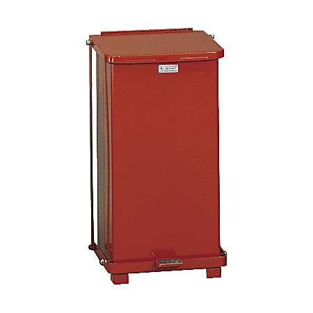 United Receptacle Defenders Steel Step Can, 12 Gallons, 23" x 12" x 12", Red