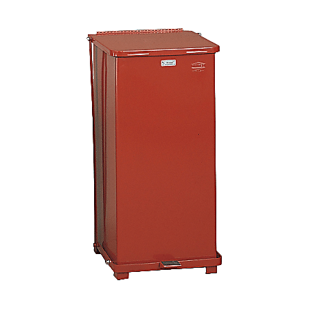 United Receptacle Defenders Steel Step Can, 24 Gallons, 30" x 15" x 15", Red