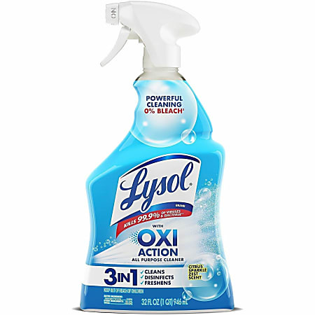 Lysol Hydrogen Peroxide Cleaner - 32 fl oz (1 quart) - Citrus Scent - Residue-free, Long Lasting, Easy to Use, Bleach-free, Disinfectant Spray Bottle