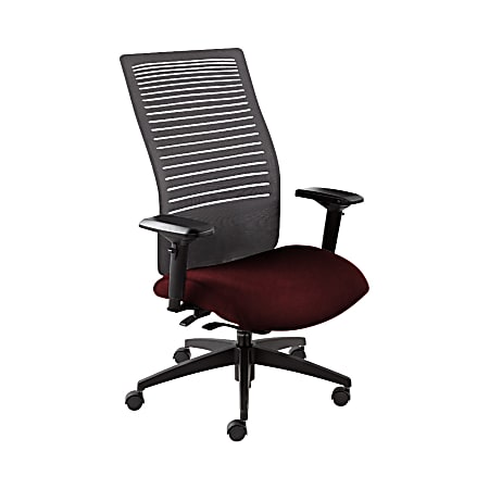 Global® Loover Weight-Sensing Synchro Chair, High-Back, 42"H x 25 1/2"W x 24"D, Red Rose/Black