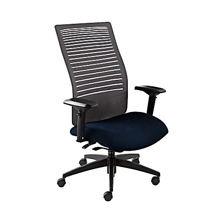 Global® Loover Weight-Sensing Synchro Chair, High-Back, 42"H x 25 1/2"W x 24"D, Blue Bayou/Black