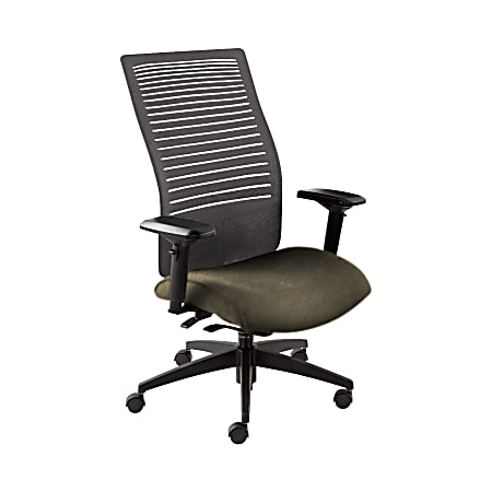 Global® Loover Weight-Sensing Synchro Chair, High-Back, 42"H x 25 1/2"W x 24"D, Sandcastle/Black