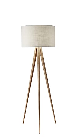 Adesso® Director Floor Lamp, 60 1/4"H, White Shade/Natural Base