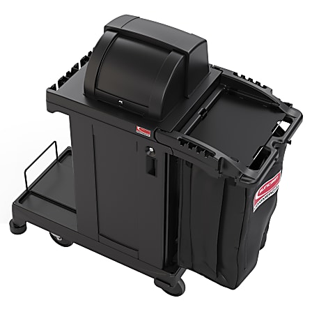 Suncast Commercial Resin Cleaning Cart High Security 46 58 H x 2 12 W x 43  716 D Black - Office Depot