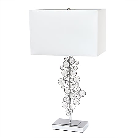Lalia Home Lumiluxxe Crystal Glitz And Glam Table Lamp, 26-1/4"H, White/Chrome