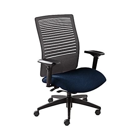 Global® Loover Weight-Sensing Synchro Chair, Mid-Back, 39"H x 25 1/2"W x 24"D, Blue Bayou/Black