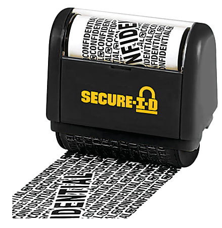 COSCO Secure-I-D Security Roller Stamp, 3"H x 1-1/2"W x 3-1/8"D, Black