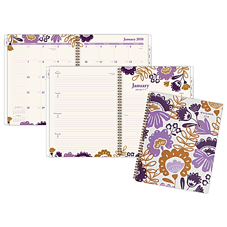 AT-A-GLANCE® Ingrid Weekly/Monthly Planner, 3 7/8" x 6 1/8", Orange/Purple, January to December 2018 (1042-300-18)