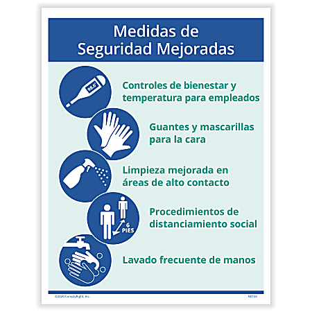 ComplyRight™ Corona Virus And Health Safety Poster, Enhanced Safety Measures, Spanish, 10" x 14"