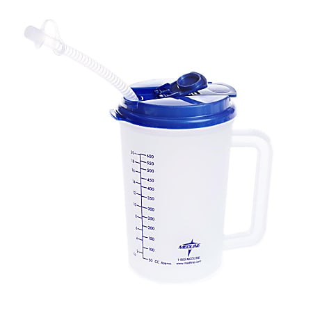 Medline Insulated Carafes, Graduated, 22 Oz, Clear/Blue, Pack Of 48