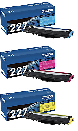 Brother® TN227 Cyan; Magenta; Yellow High Yield Toner Cartridges, Pack Of 3, TN227CMY-OD