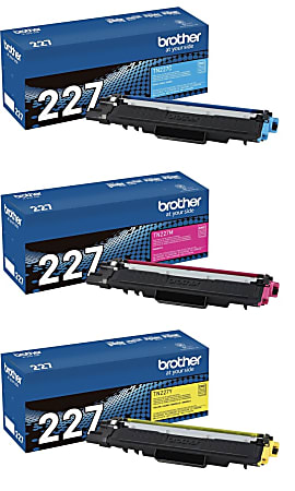 Brother® TN227 High-Yield Cyan, Magenta And Yellow Toner Cartridges, Pack Of 3, TN227CMY-OD