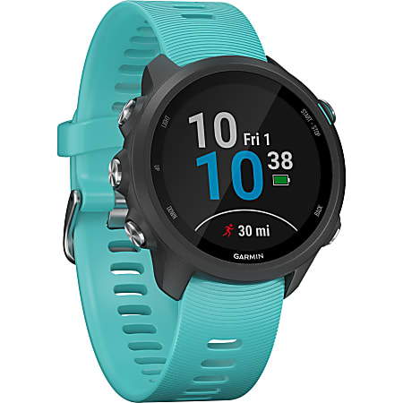 Garmin Forerunner 245 GPS Watch - Wrist - 1.2" - 240 x 240 - Bluetooth - GPS - 168 Hour - Aqua - Glass Lens - Fiber Reinforced Polymer Case - Silicone Band