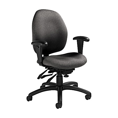 Global® Malaga Multi-Tilter Chair, Mid-Back, 37"H x 26"W x 24"D, Slate/Black