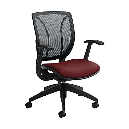 Global® Roma Mesh Mid-Back Chair, 38"H x 25 1/2"W x 23 1/2"D, Red Rose/Black