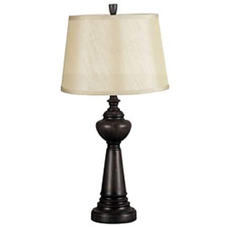 Kenroy Emory Table Lamp, Wood Grain Finish Base/Cream Shade