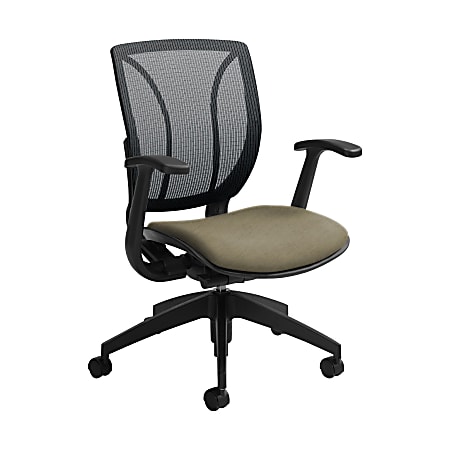 Global® Roma Mesh Mid-Back Chair, 38"H x 25 1/2"W x 23 1/2"D, Sandcastle/Black