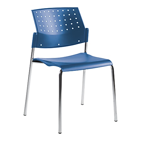 Global® Sonic Armless Chair, 33"H x 21 1/2"D x 21 1/2"D, Caribbean Surf/Chrome