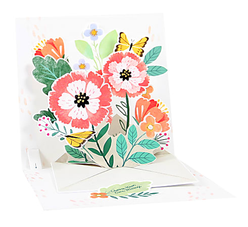 Up With Paper Summer Pop-Up Greeting Card With Envelope, 5-1/4" x 5-1/4", Floral