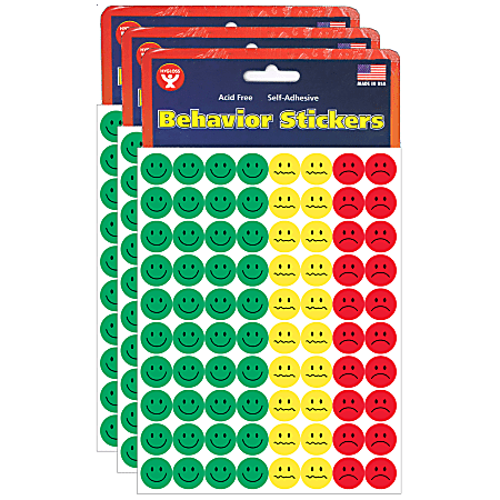 Hygloss Behavior Stickers, Assorted Colors, 1,200 Stickers Per Pack, Set Of 3 Packs