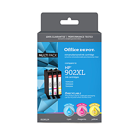 Office Depot® Remanufactured Cyan; Magenta; Yellow High-Yield Ink Cartridge Replacement For HP 902XL, Pack Of 3