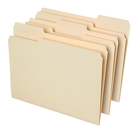 100/Box Renewed Basics Manila 3-Tab File Folders Legal Size Assorted Position