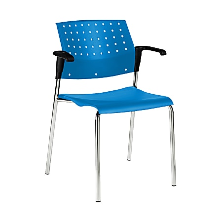 Global® Sonic Armless Chair, 33"H x 23"W x 21 1/2"D, Caribbean Surf/Chrome