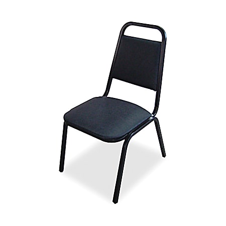 Lorell® Banquet Stack Chair, Vinyl, Black, Set Of 4