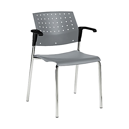 Global® Sonic Armless Chair, 33"H x 23"W x 21 1/2"D, Gray/Chrome