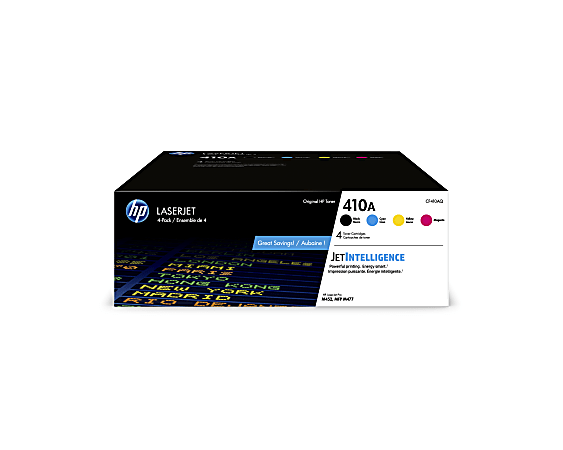 HP 410A Black And Cyan, Magenta, Yellow Toner Cartridges, Pack Of 4, CF410AQ