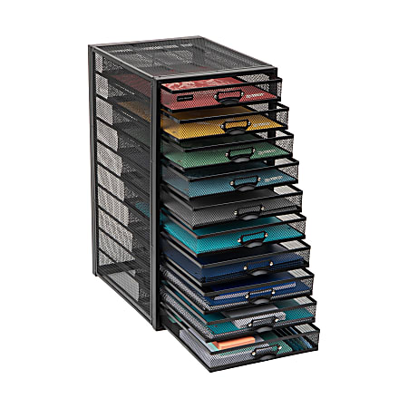 Mind Reader File Storage Drawers Multi Purpose Desk Organizer 21 1 4 H x 14 W x 10 3 4 D Black