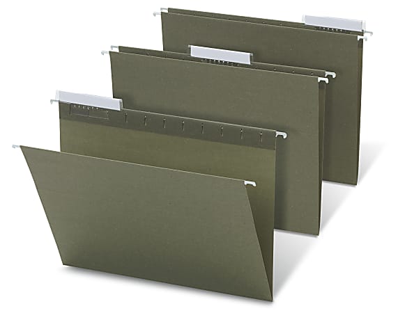 Office Depot® Brand Hanging Folders, 1/3 Cut, Letter Size, 100% Recycled, Green, Pack Of 25