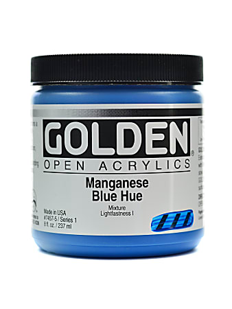 Golden OPEN Acrylic Paint, 8 Oz Jar, Manganese Blue Hue