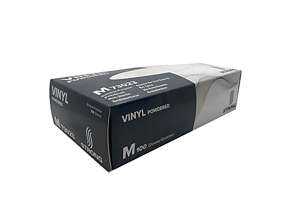 Strong Manufacturers Powdered Vinyl Food Service Gloves, Medium, Clear, 100 Gloves Per Box, Case Of 10 Boxes