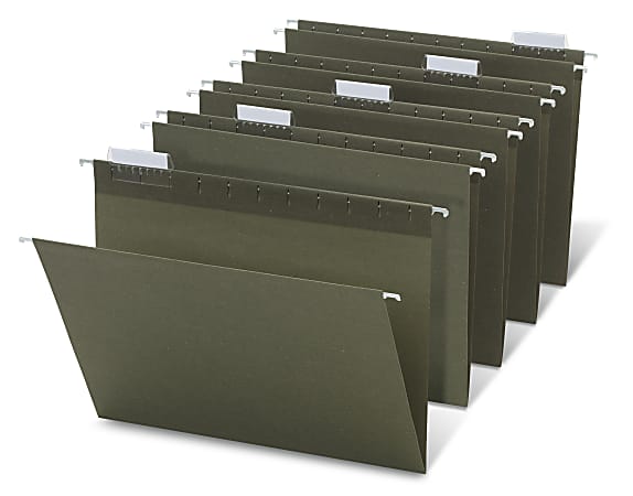 Office Depot® Brand Hanging Folders, 1/5 Cut, Letter Size, 100% Recycled, Green, Pack Of 25