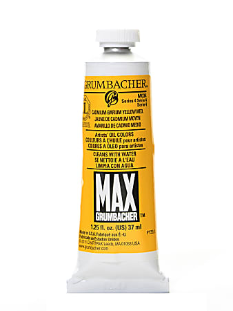 Grumbacher Max Water Miscible Oil Colors, 1.25 Oz, Cadmium Barium Yellow Medium