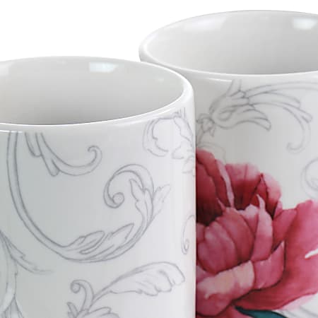 Martha Stewart Decorated Floral 6 Piece Mug Set 16 Oz WhitePink - Office  Depot