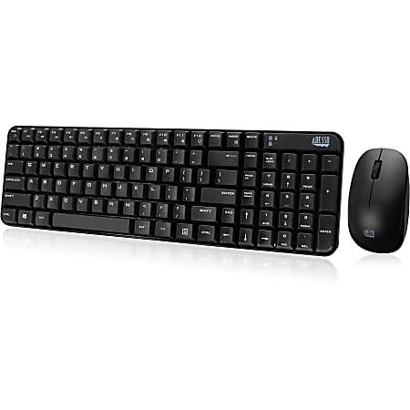 Adesso Wireless Spill Resistant Compact Keyboard & Mouse Combo For Windows, WKB-1200CB