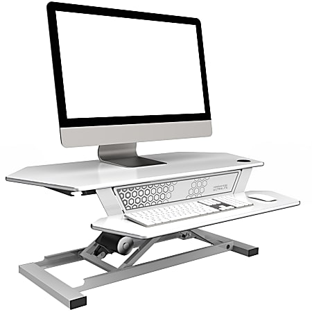 VersaDesk UltraLite Sit-to-Stand Electric Height-Adjustable Desk Riser, 36" x 24", White
