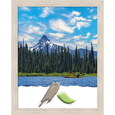 Amanti Art Hardwood Whitewash Picture Frame, 25" x 31", Matted For 22" x 28"