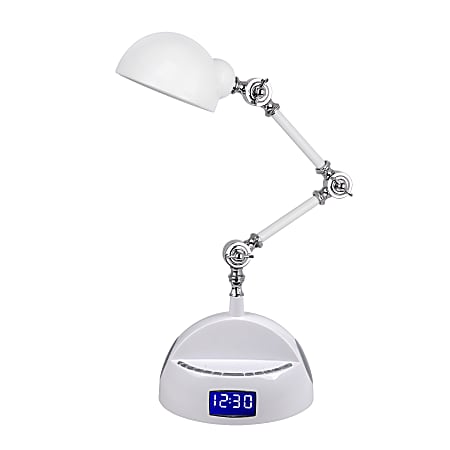 LighTunes Adjustable Robot Bluetooth® Speaker Table Lamp, 24"H, White Shade/White Base