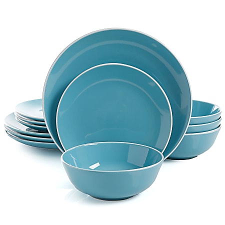 Gibson Home Pandora 12-Piece Dinnerware Set, Blue