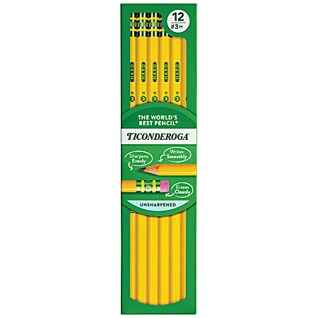 TICONDEROGA Erasers Pencil Shaped Yellow 3 ct 38953 - Office Depot
