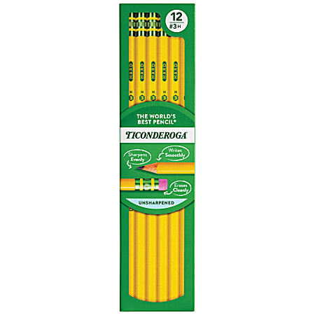 Ticonderoga® Pencils, #3 Lead, Hard, Pack of 12