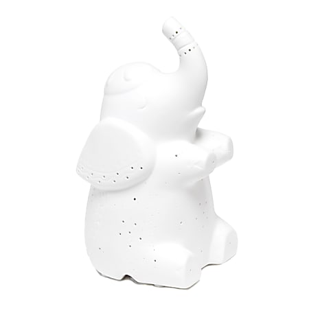 Simple Designs Porcelain Elephant-Shaped Table Lamp, 8-3/16"H, White