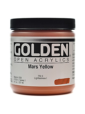Golden OPEN Acrylic Paint, 8 Oz Jar, Mars Yellow